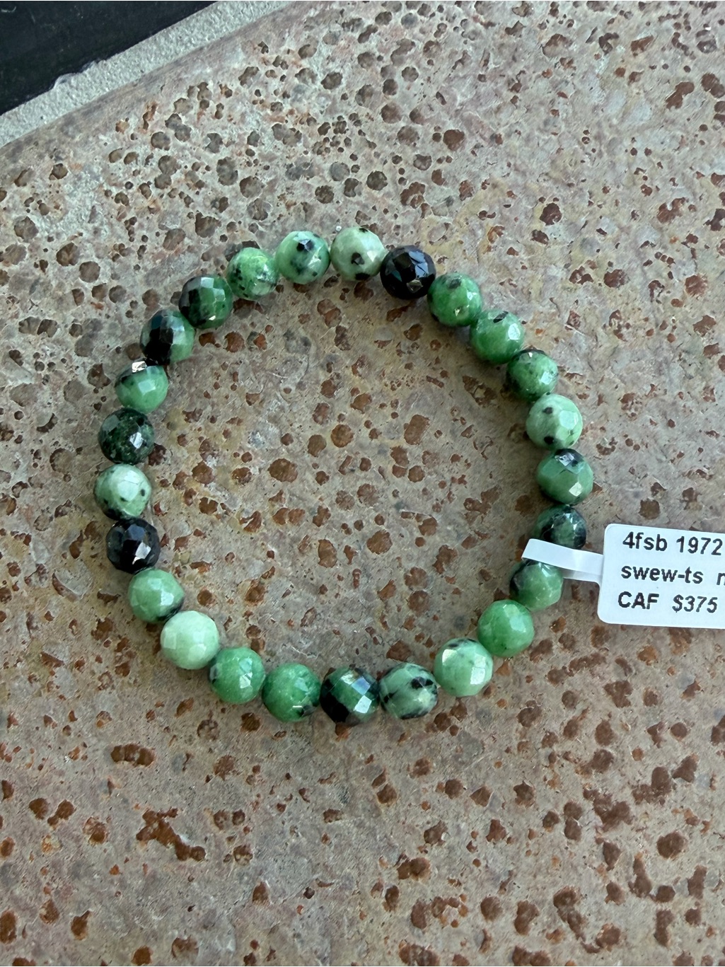 Emerald Faceted Green Beaded Stretch Bracelet 5.75â